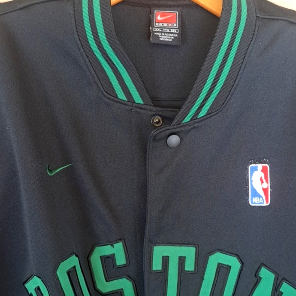 Nike Team Boston 63 Celtics NBA Nike Warm-Up Jacket Black Snap Buttons Vintage - Picture 3 of 13